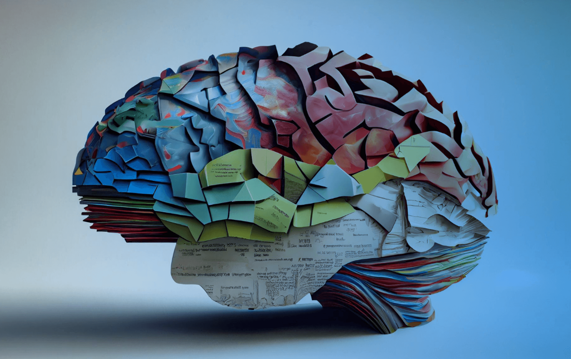 Mozog vytvorený z papierových post-itov